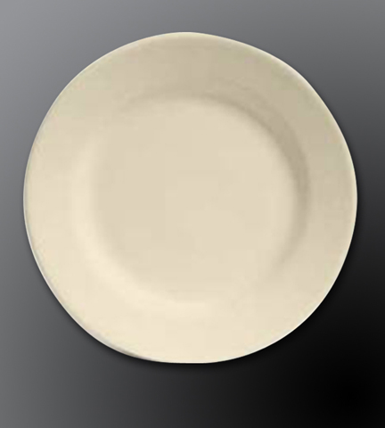 Rolled Edge Ceramic Dinnerware Dover White Plate 10.25" Dia.